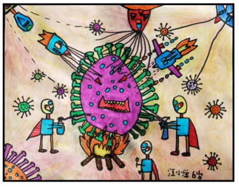 幼儿组 第二名：汪小洋，6岁，《“冠”军超人队，出击！》