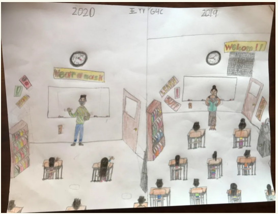 儿童组 第二名:王丫丫,8岁,《疫情教室》