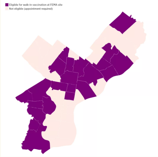 紫色块为无需预约邮编区